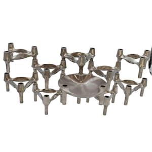 Set of 10 stackable space age candle holders + bowl designed by Fritz Nagel BMF 1960s candle sticks