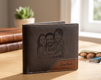 Personalized Photo Wallet,Engraved On The Front Back Inside,Custom Man Wallet,Dad Wallet Gift,Husband Wallet Gift,Wedding Gift Groom