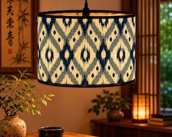 Japanese Bamboo Lampshade, Wabi Sabi Japandi Light Shade, Handmade Rattan Decor for Cafe, Bar, Bedroom & Home Lighting