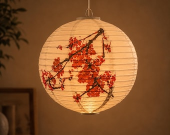 12” Floral Chinese Paper Lanterns – Handmade Round Hanging Lantern Decor for Weddings, Birthdays & Festivals | DIY Party Decoration