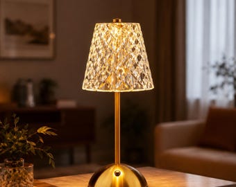 Japanese LED Table Lamp Rechargeable, Japandi Ambient Light, Aluminum Desk Lamp, 3 Color Modes for Bedroom & Dining Room