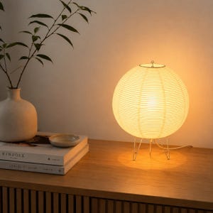 Japanese Rice Paper LED Table Lamp, Creative Japandi Lantern Light for Living Room, Bedroom & Bedside Decor, Minimalist Study Table Lamp