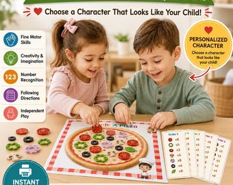 Erstelle ein Pizza-Buch - Personalisierte feinmotorische Aktivität | Vorschule Pre-K Montessori Printable | Spezielle Bildung Kleinkinder Lern-PDF