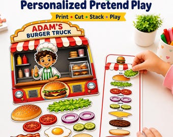 Build a Burger Busy Book - Personalisierte feinmotorische Aktivität | Vorschule Pre-K Montessori Printable | PDF mit spezieller Kinderschulung
