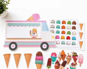 Bauen Sie eine Eistüte - Personalisierte feinmotorische Aktivität | Vorschule Pre-K Montessori Printable | Spezielle Edukation Kleinkind Belegt Buch PDF