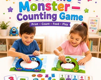 Füttern Sie das Monster Zählen Aktivität – Zahlenfolge Spiel | Vorschule Kindergarten Printable | Feinmotorik Montessori Mathe PDF