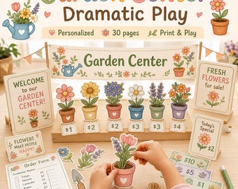 Garden Center Dramatic Play Kit - Personalisierter Pretend Flower Shop | Vorschule Kindergarten Printable | Homeschool Klassenzimmer PDF