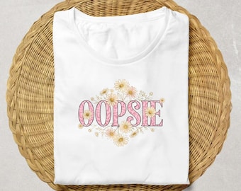 Oopsie Daisy PNG Design: Girly Floral Watercolor Print (Digital Download)