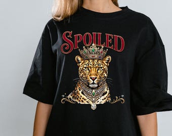 Spoiled Leopard PNG, Jeweled Crown, Diamond Necklace Sublimation Design (Digital Download)