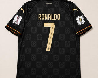Cristiano Ronaldo #7 Portugal zwart voetbalshirt CR7 fan voetbalshirt sportkleding cadeau
