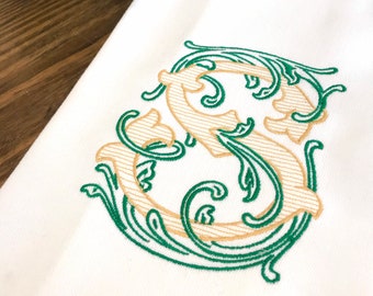 Holiday Vintage Vine Monogrammed Cotton Tea Towel - Accent Towel - Personalized Guest Towel - Housewarming Gift - St Patrick's Day Towel