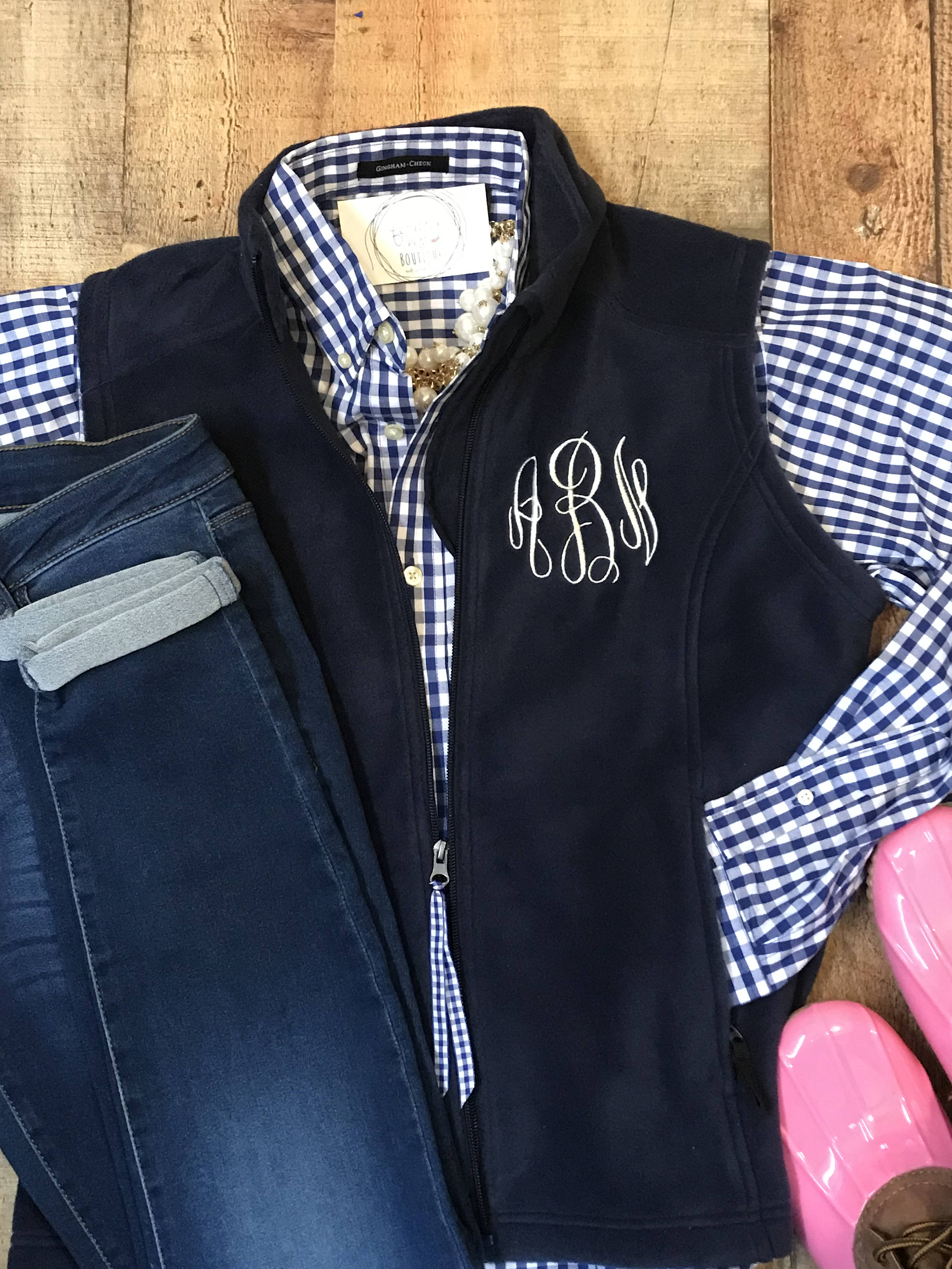 Ladies Custom Embroidered Monogrammed Fleece Vest Monogram Etsy