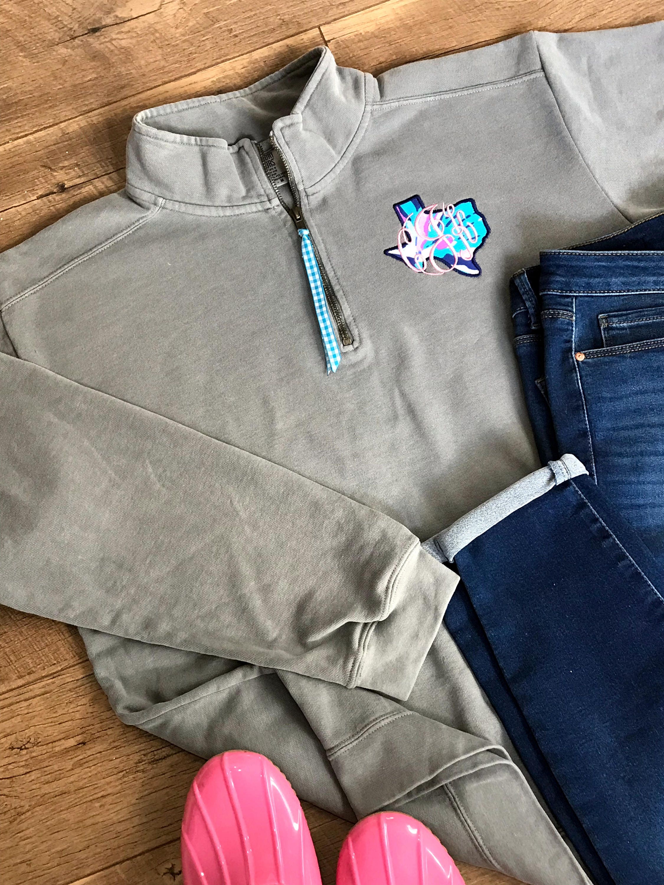 quarter zip monogram sweatshirt