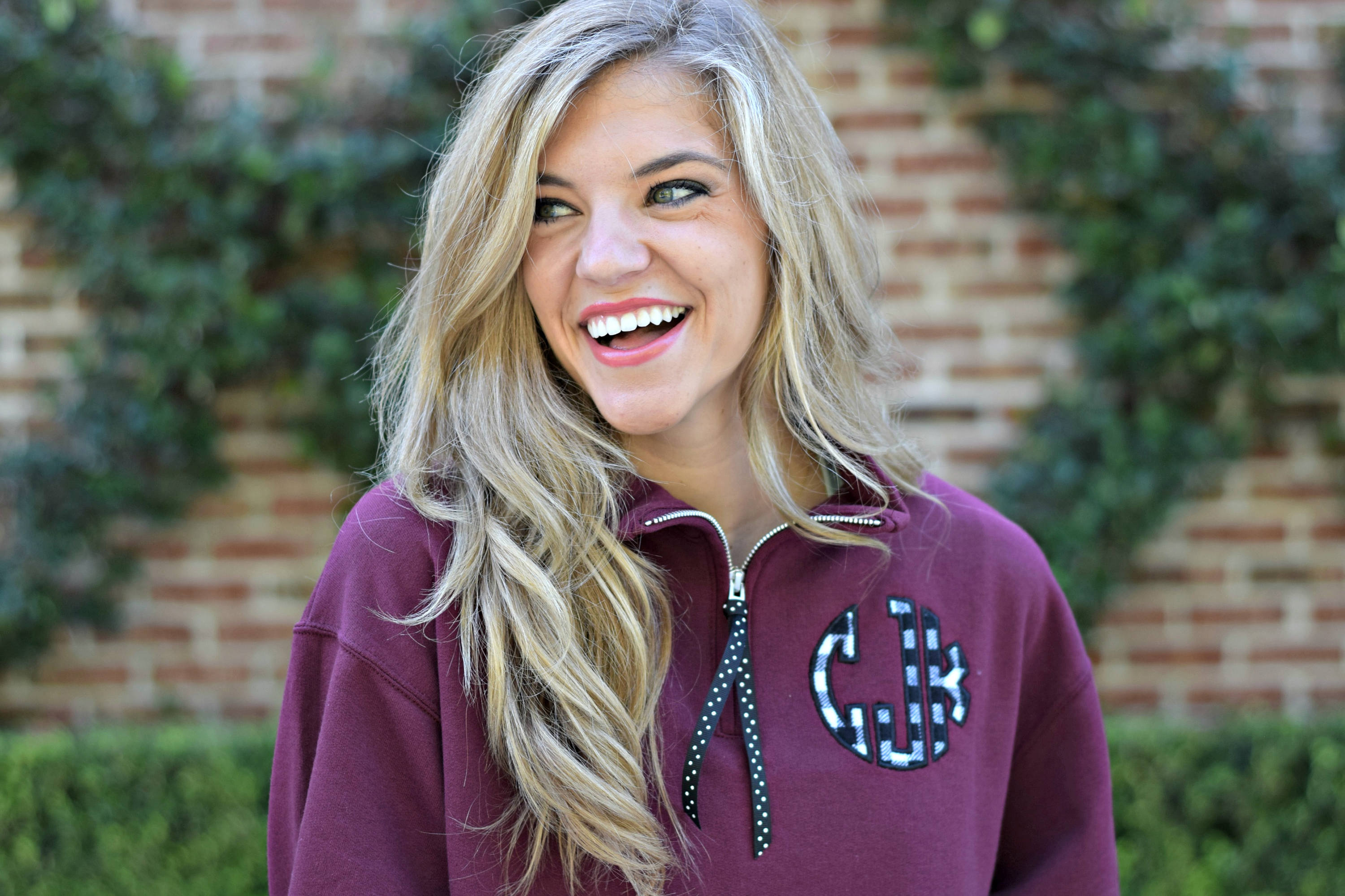 monogrammed quarter zip pullover