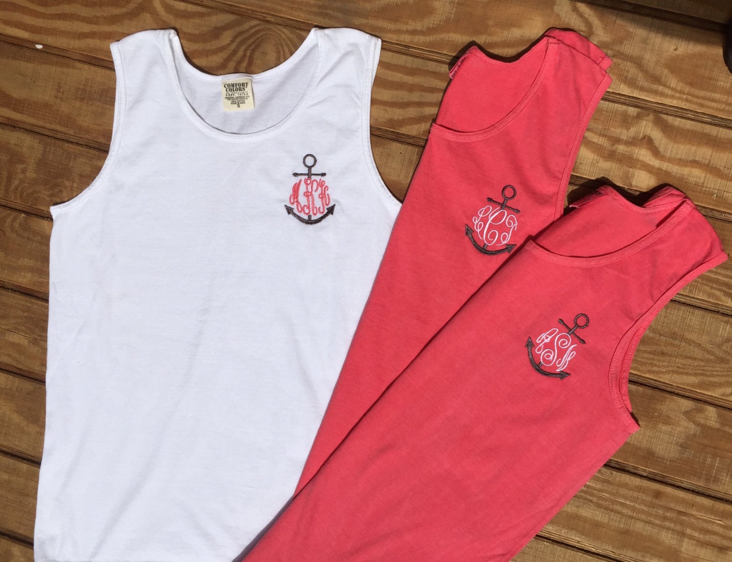 Monogrammed Comfort Colors Tanks Bridal Party Monogram Tank Tops