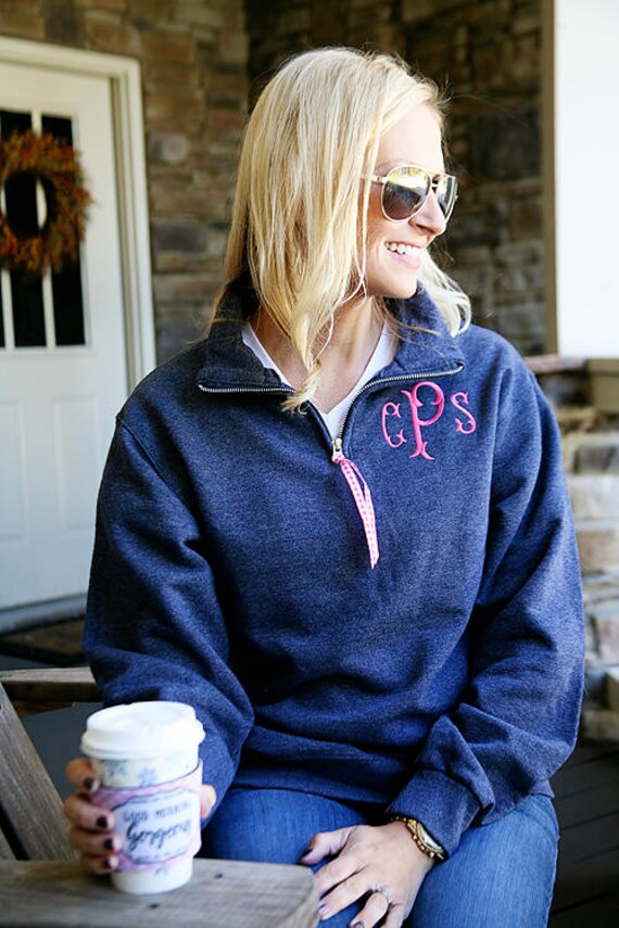 monogram quarter zip