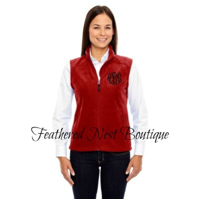 Ladies Custom Embroidered Monogrammed Fleece Vest Monogram Etsy