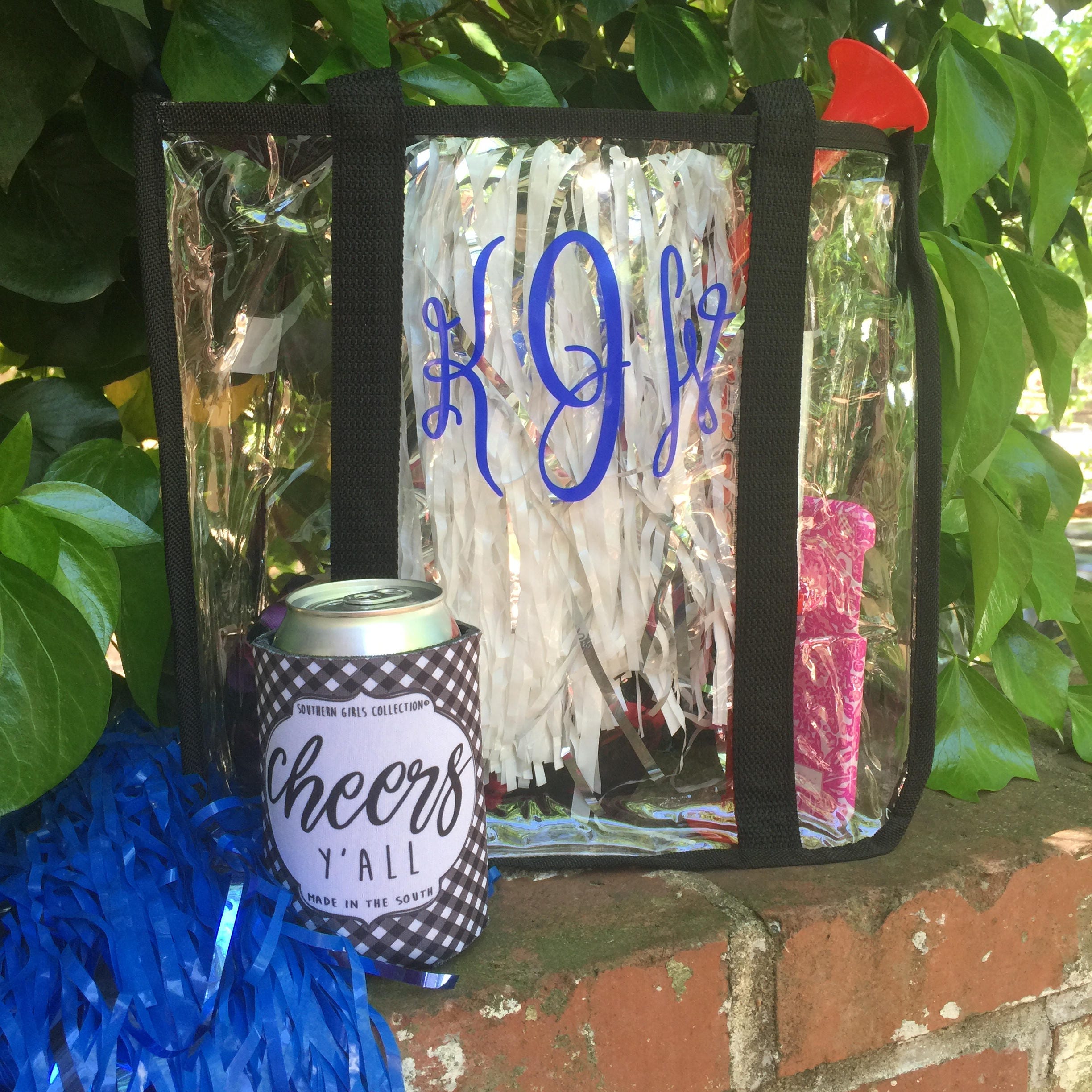 monogrammed clear stadium bags