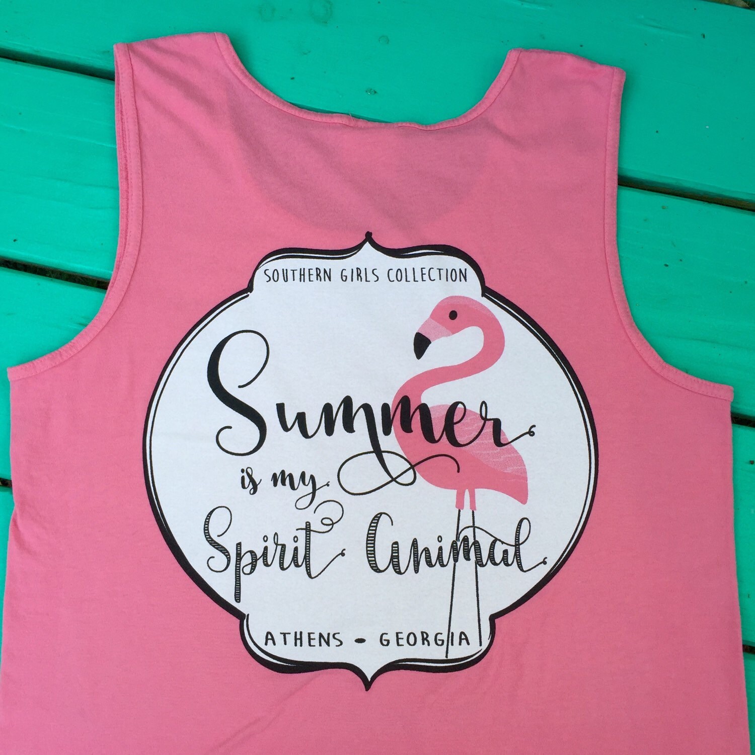 Monogram Flamingo Tank Monogrammed Comfort Colors Tank