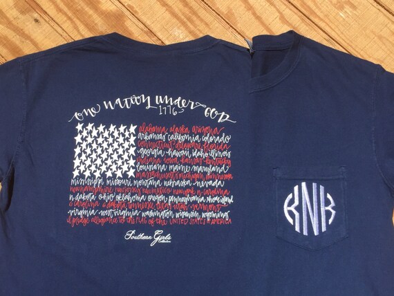 Monogram American Flag Shirt Monogrammed American Flag Etsy