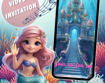 Under the Sea Birthday Invitation Girl | Animated Video Mermaid Ocean 1st Party Canva