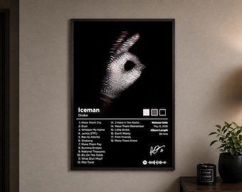 ICEMAN Drake Album Poster, Physical Matte Print, Music Wall Art, Dark Dorm/Bedroom Decor