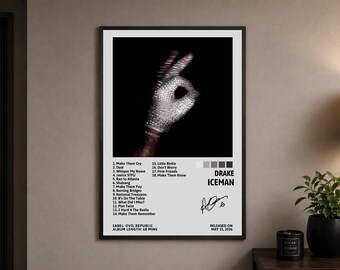 ICEMAN Drake Album Poster, Physical Matte Print, Music Wall Art, Light Dorm/Bedroom Decor