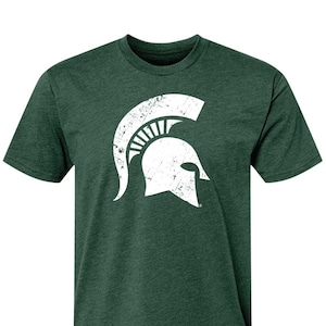 Michigan State Shirt MSU Spartans Helmet Super Soft Heather Green Tshirt Apparel Comfy Tee for Men and Women