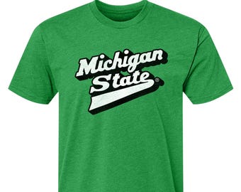 Kelly Green Michigan State 3D Hockey Script T-Shirt