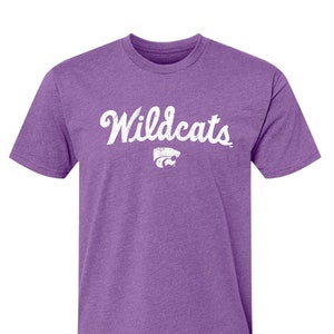 Kansas State University Wildcats Script with Powercat Logo Premium Unisex Light Lavender Purple K-State T-shirt