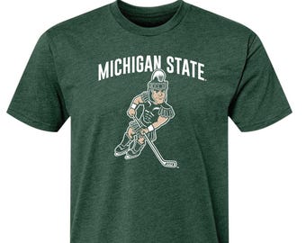 Michigan State Hockey Sparty Green MSU T Shirt