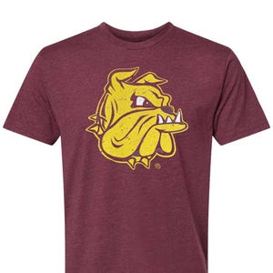 University of Minnesota Duluth Shirt Champ the Bulldog Logo Unisex Short Sleeve Super Soft Officially Licensed Maroon T-shirt Apparel Tee