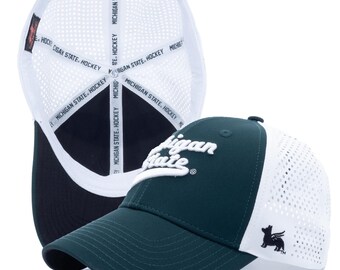 Michigan State University Hat, Performance Snapback Cap, Embroidered MSU Spartans Hockey Script Logo, Game Day Gift for Husband or Dad