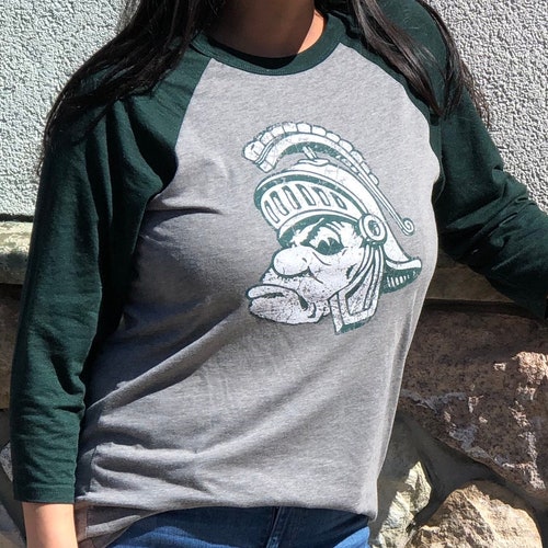 Michigan State University Spartans Gruff Sparty Msu Raglan 3 4 Etsy