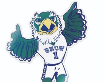 UNC Wilmington Sammy C Hawk Mascot in Uniform Car Decal Sticker