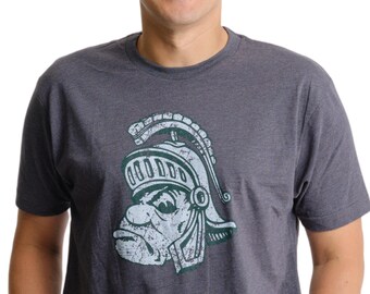 Michigan State University Shirt MSU Spartans Gruff Sparty Retro Grey Unisex Short Sleeve Soft Officially Licensed T shirt Apparel Tee Etsy Osterreich