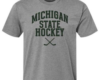 Michigan State Hockey Sticks Grey T-shirt