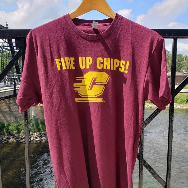 Central Michigan University Chippewas Fire Up Chips Gameday T-Shirt - Unisex Sizing