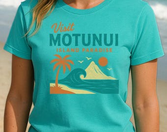 Visit Motunui Shirt - Tropical Island Paradise Tee, Moana Inspired Aqua Blue Unisex T-Shirt, Super Soft Disney Park Outfit for Adults