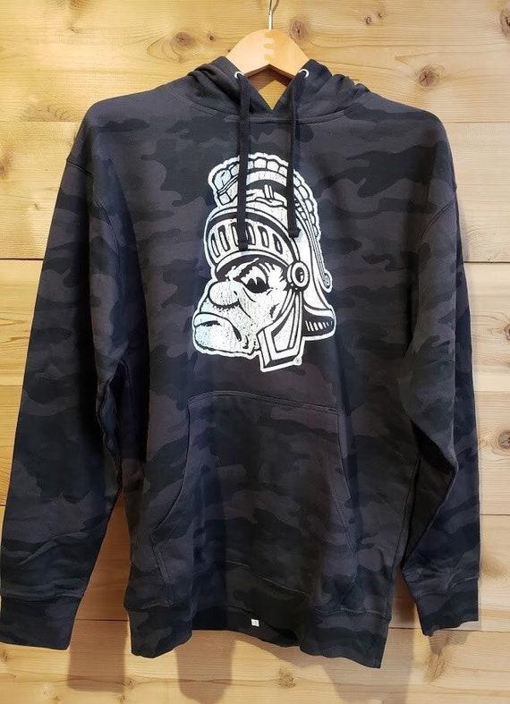 Msu Sweatshirt Michigan State Spartans Gruff Sparty Black Camo Etsy