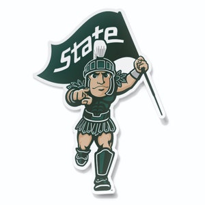 Michigan State Ready for Battle Sparty Mascot Car Decal Bumper Sticker