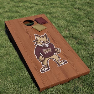 Texas State University Bobcats Boko the Bobcat Mascot Full Body Corn hole Decal Sticker (Contains 1 Decal, Boards not included)