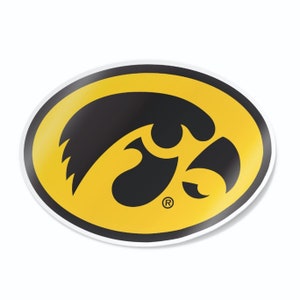 University of Iowa Oval Tigerhawk Logo Sticker Decal Window Bumper Vinyl for Cars, Laptops, iPads, Water Bottles, Cornhole Boards