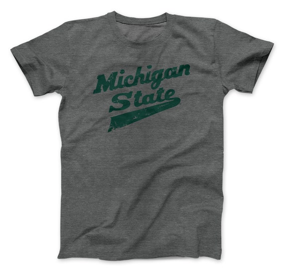 Michigan State Spartans MSU Gruff Old Mean Sparty Face Raglan 3//4 Sleeve Baseball Shirt