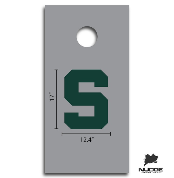 Bag Toss 18" x 12.5"  Vinyl Decals set of 2 Michigan State Spartans Corn Hole 
