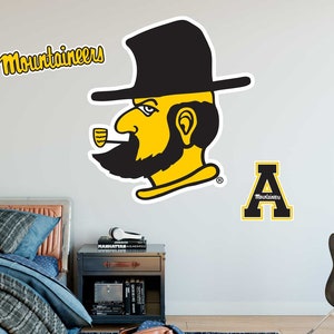 Appalachian State University Mountaineers Repositionable XL 3-Piece Mascot Logo Decal Sticker Set