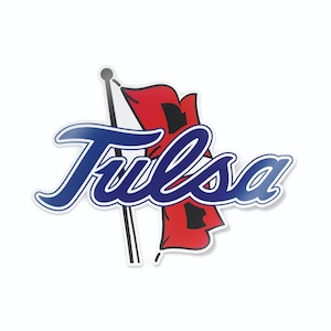 The University of Tulsa Golden Hurricane Primary Logo Wordmark with Flag Car Decal Bumper Sticker