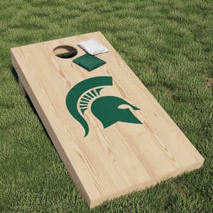 MSU Cornhole Bean Bag Toss Decal Michigan State Spartans Green Helmet Head Big Sticker DIY Corn Hole Boards Tailgate Game (Includes 1 Decal)