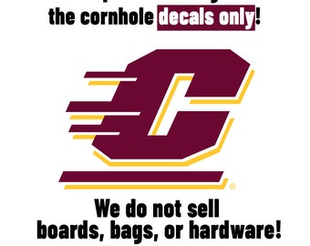 Central Michigan Chippewas Cornhole Wrap NCAA Skin Decal Vinyl Mascot Set AK28 