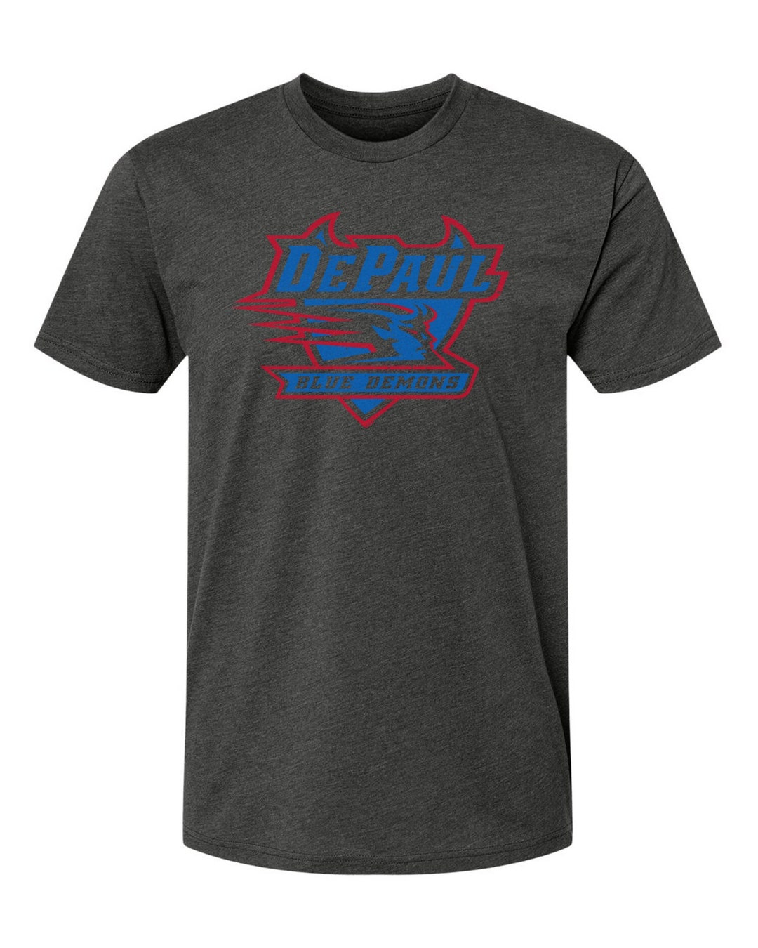 DePaul University Blue Demons Shield T-Shirt - Officially Licensed NCAA Apparel, Medium Heather Charcoal - View #6
